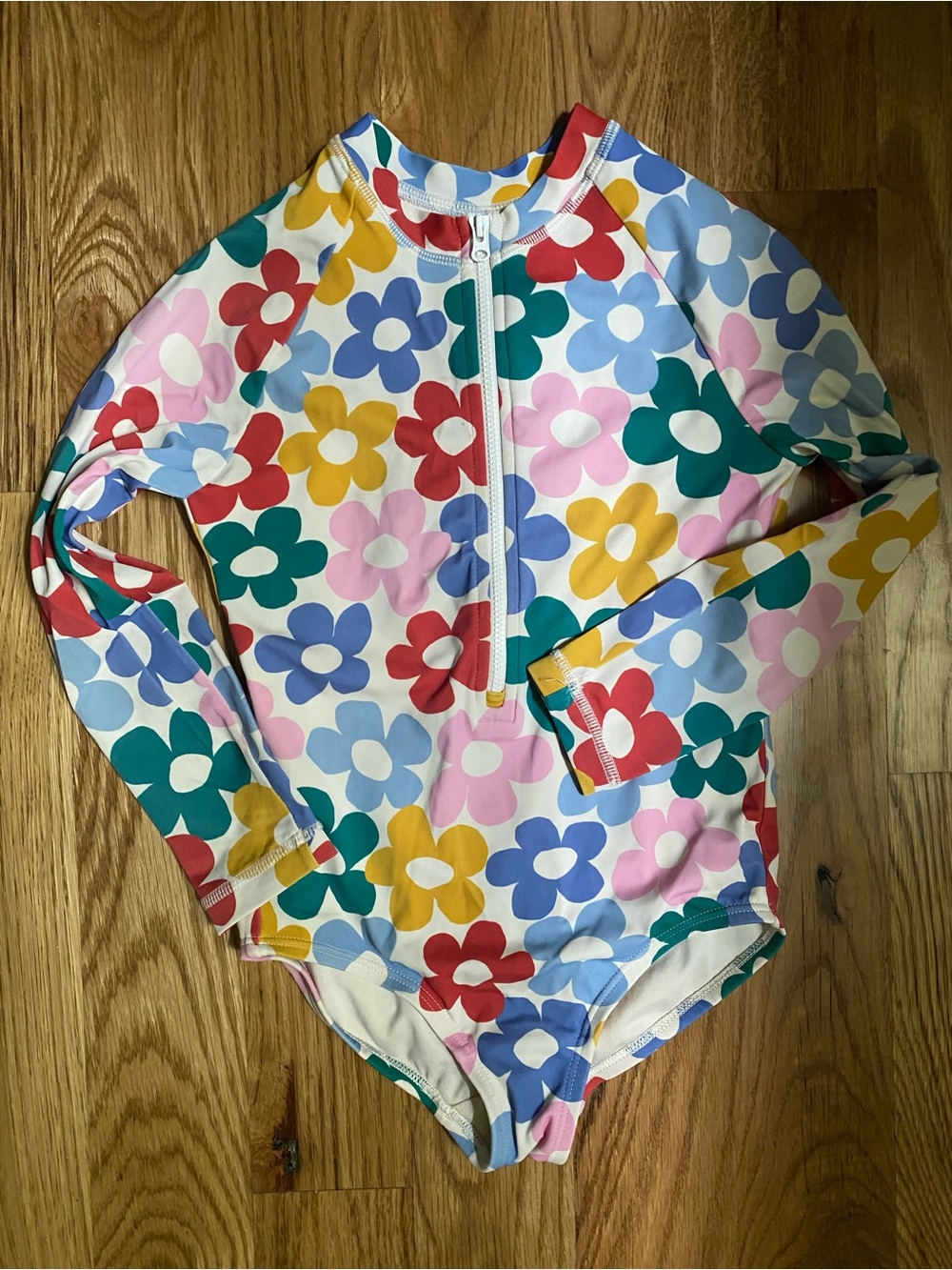 Hanna Andersson kids Long-Sleeve Floral Rash Guard One-Piece Swimsuit - Multicol